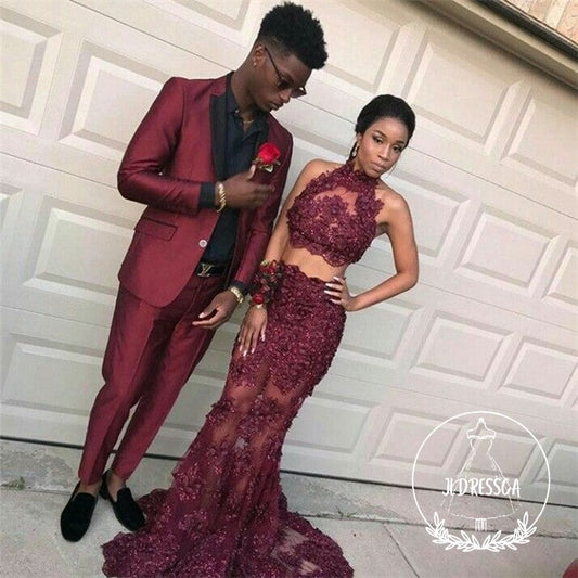 Fashion Burgundy Slim Fit Prom Party Suits for Men, SU25037