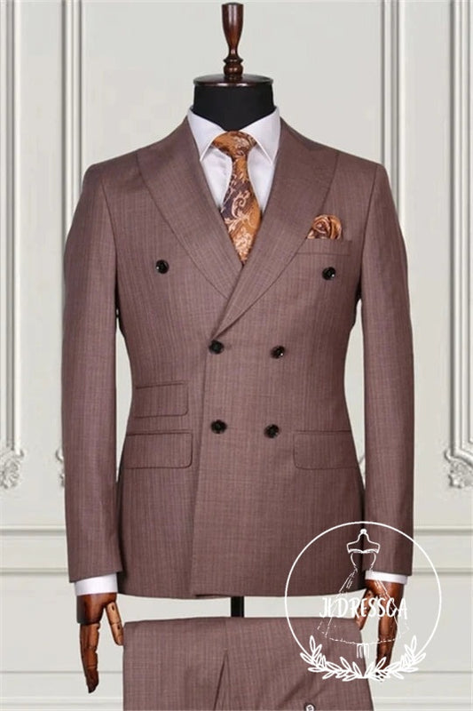Bespoke Brown Double Breasted Formal Business Men Suits, SU25102