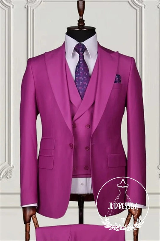 Fuchsia Three Pieces Men Suit For Prom, SU25063