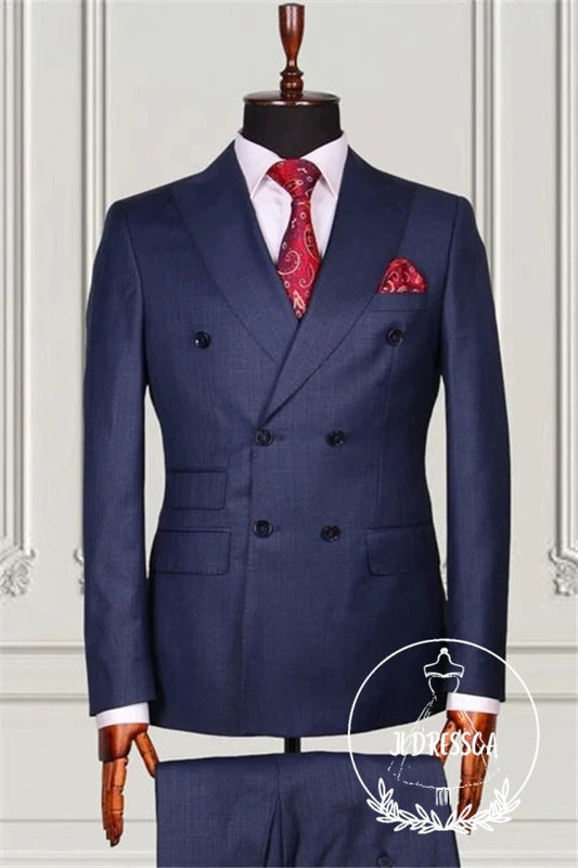Dark Blue Double Breasted Formal Business Men Suits, SU25115