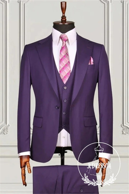 Purple Notched Lapel Best Fitted Prom Men Suits, SU25146
