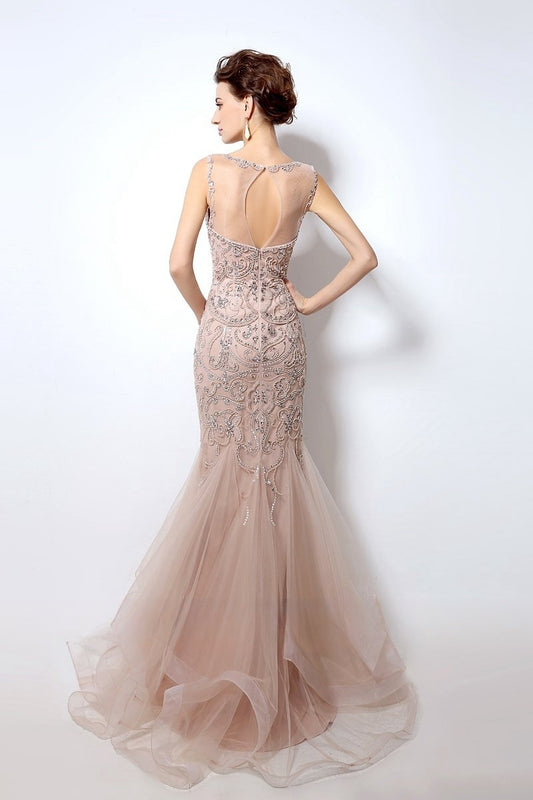 charming formal elegant mermaid beaded long prom dress, LX006
