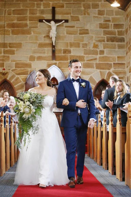 Ivory Modest Plus Size Wedding Dresses with A-line Lace Long Sleeves, WD2401258