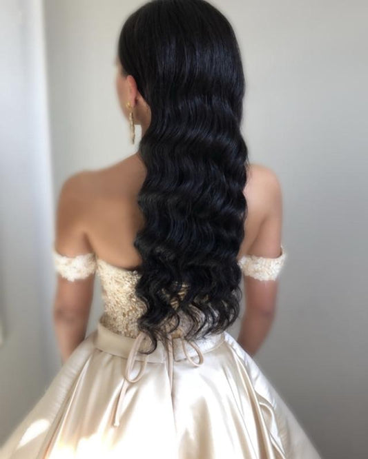 Champagne Satin Ball Gown Prom Dress with Off-the-Shoulder Sweetheart Neckline and Lace-Up Back, PD2306136