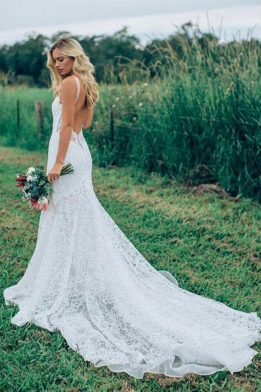 Ivory Mermaid Sweetheart Rustic Wedding Dress Lace Bridal, WD2310192