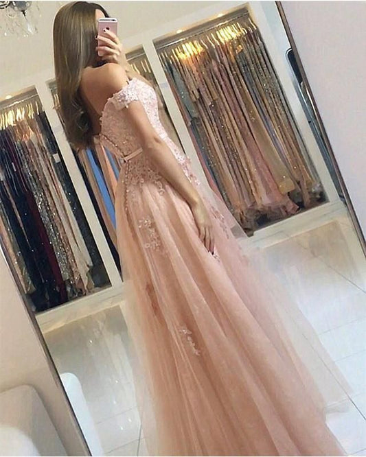 Burgundy A-Line Tulle Off Shoulder Sweetheart Prom Dress, PD2306262