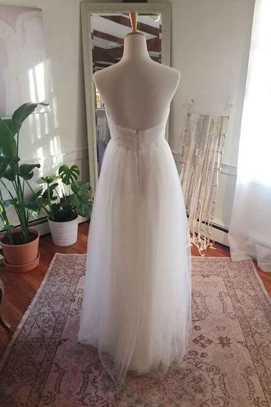 Strapless Sweetheart Wedding Dress with Open Back in Tulle Floor Length, WD2306125