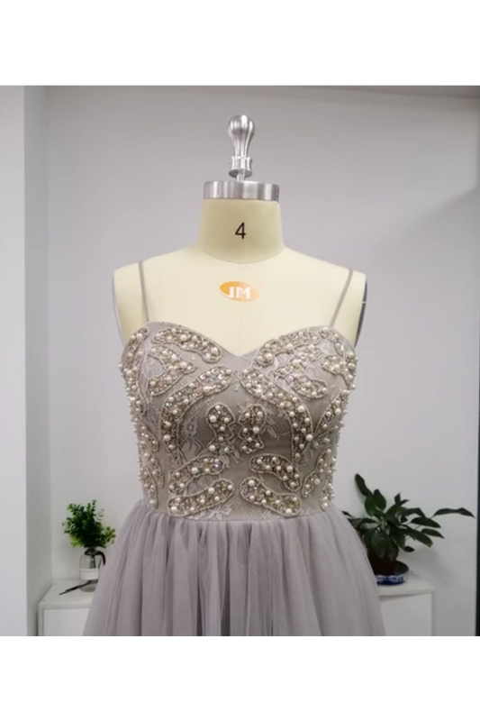 SweetHeart Neckline Beaded Bodice Tulled Skirt Prom Dresses,JL20036