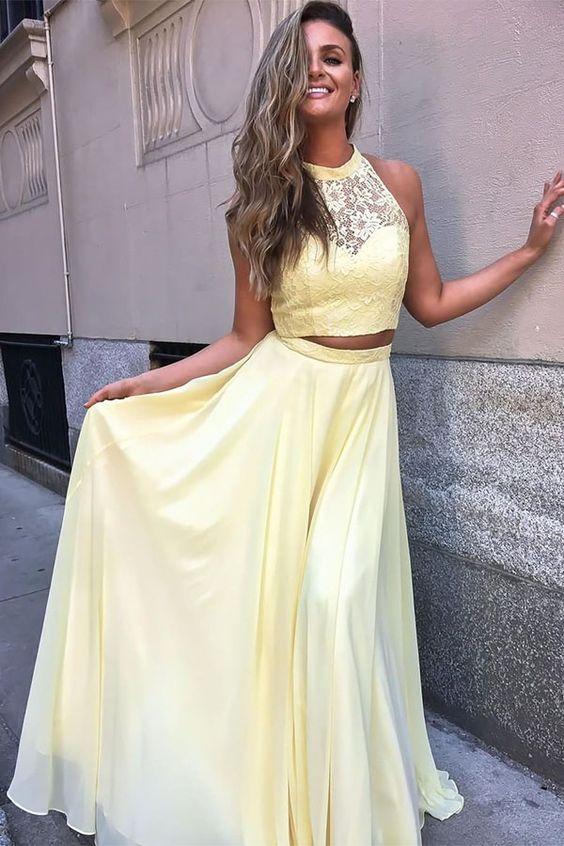 Yellow Flowy Prom Dress