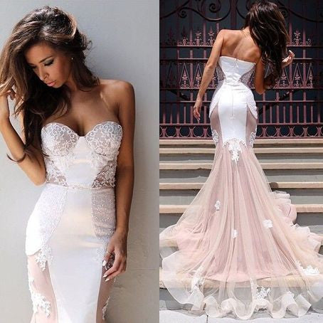 Sweetheart Neck Mermaid Lace Wedding Dress with Sweep Train, WD23022642