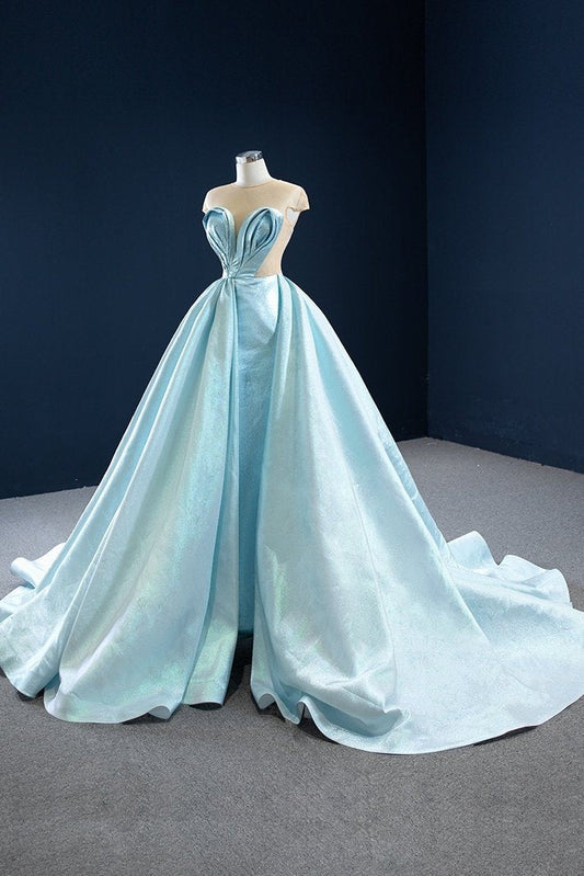 Modest Elegant Prom Dress - Long Cap Sleeve Chiffon Gown, PD23022224