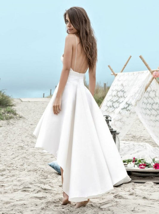 White A Line Wedding Dress with Low Backless, WD23022610