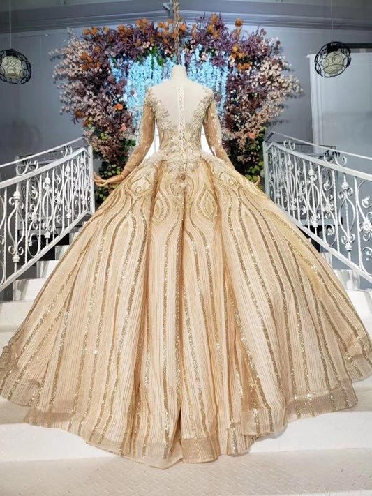 Stunning Long Sleeve Ball Gown - Quinceanera Prom Dress, PD23022236