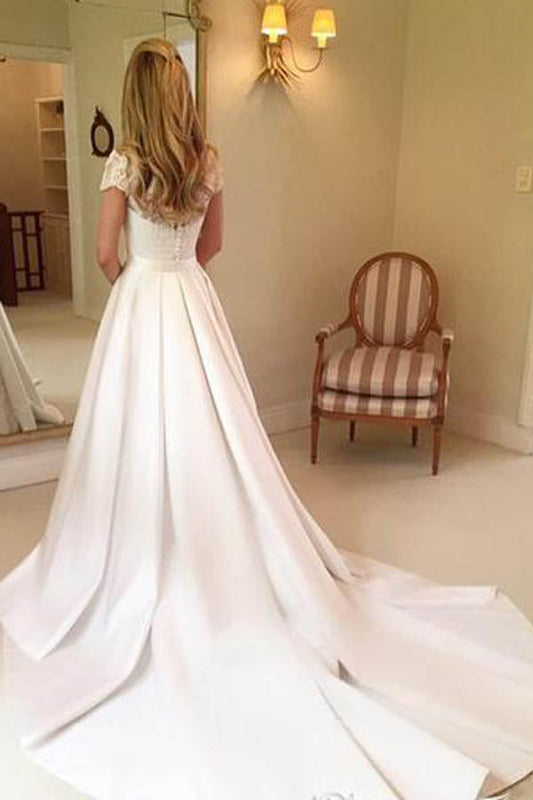 Modest Cap Sleeve Lace Wedding Dress, WD2304119