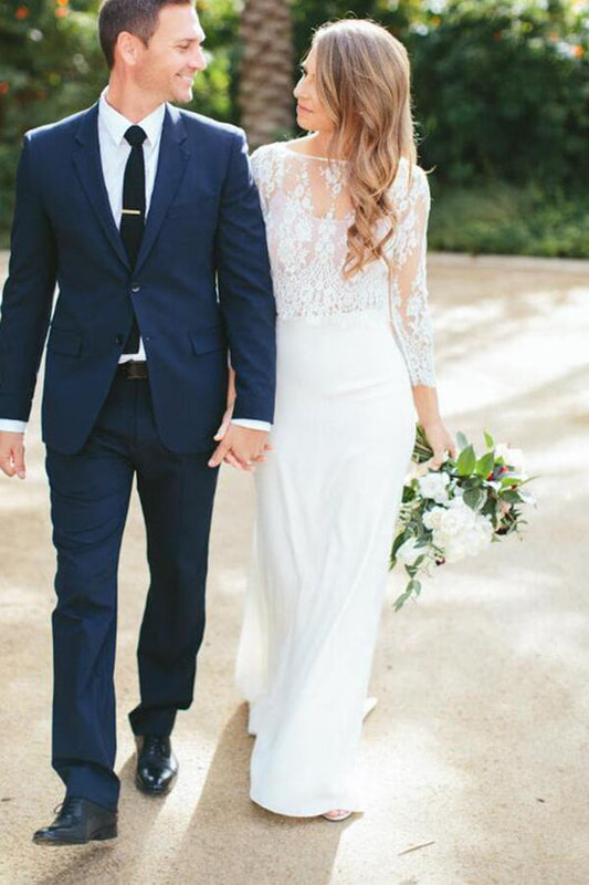 Flowy Boho Lace Two Piece Mermaid Chiffon Skirt Wedding Dresse, WD2302270
