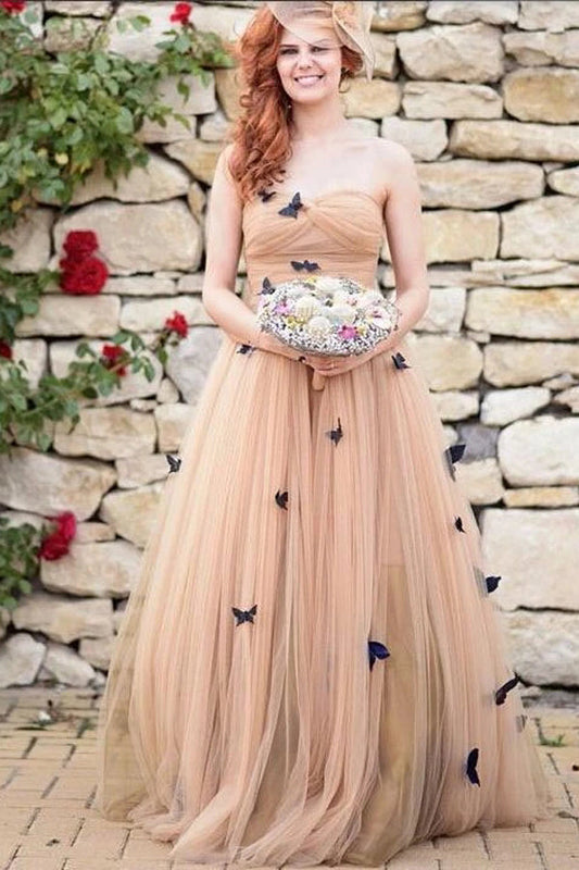 Butterfly Ruffled Sweetheart Wedding Dress, WD23022331