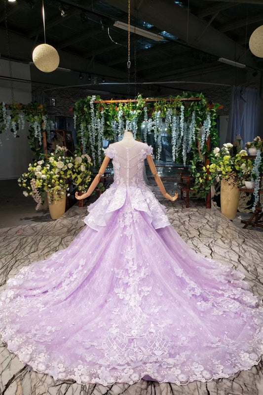 Lilac Floral Ball Gown Quinceanera Dress, PD23022221
