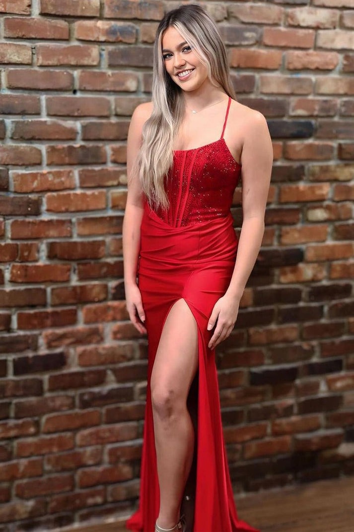 The Alluring Red Satin Mermaid Prom Dress