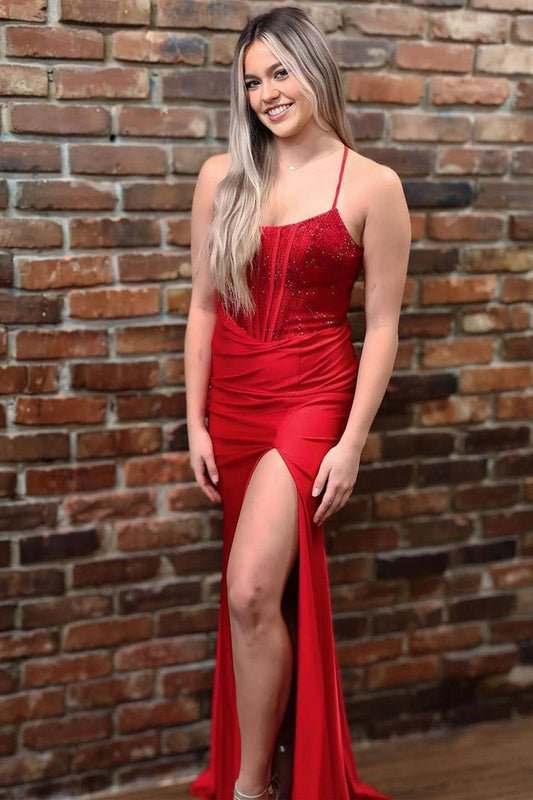 The Alluring Red Satin Mermaid Prom Dress