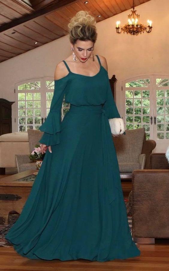 Steal the Spotlight in a Long A-Line Simple Green Prom Dress