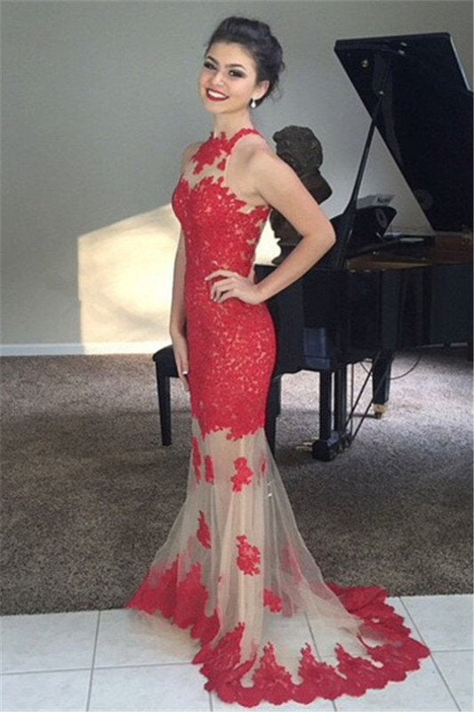 Red Sleeveless Lace Long Prom Dress: A Vision of Elegance