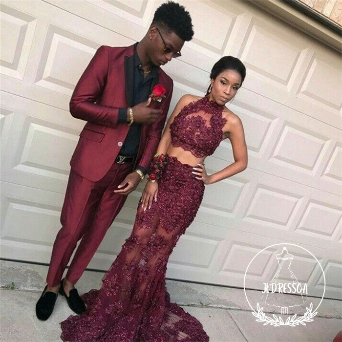 Fashion Burgundy Slim Fit Prom Party Suits for Men, SU25037