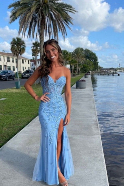 Yellow Sweetheart Mermaid Lace Prom Dress with Beading, PD25755