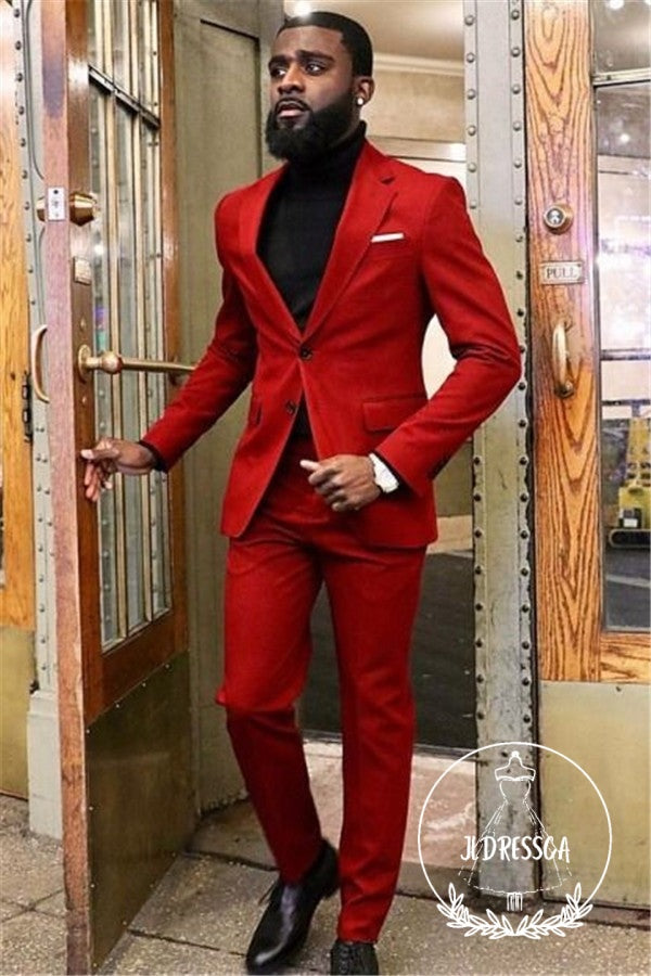 Classy Red Two Piece Slim Fit Prom Men Suit, SU25012