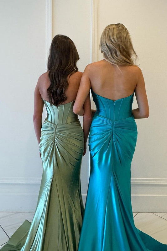 Sage Green Mermaid Sweetheart Keyhole Long Prom Dresses, PD25560