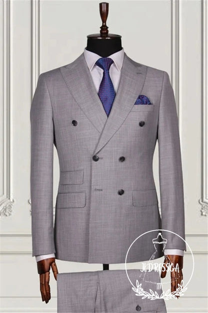 Gray Two Pieces Slim Fit Bespoke Men Suits, SU25101
