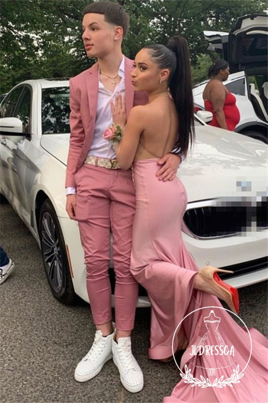 Classy Pink Slim Fit Prom Outfits for Men Online, SU25011