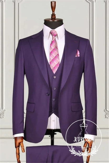 Purple Close Fitting Three Pieces Men Suits For Prom, SU25064