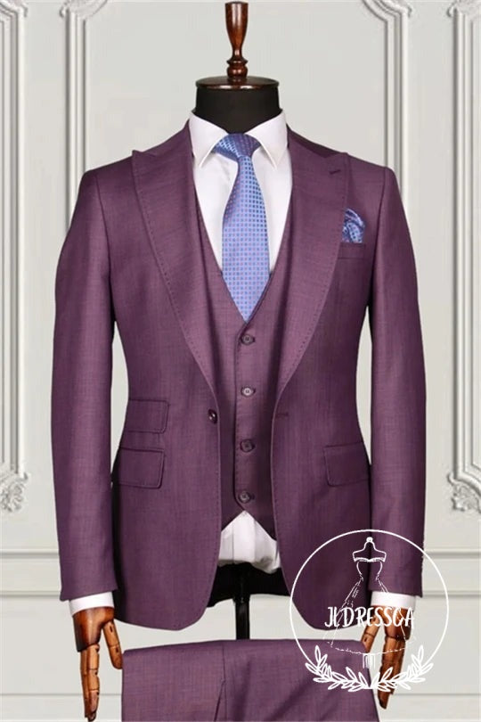 Grape Three Pieces Best Fitted Prom Men Suits, SU25136