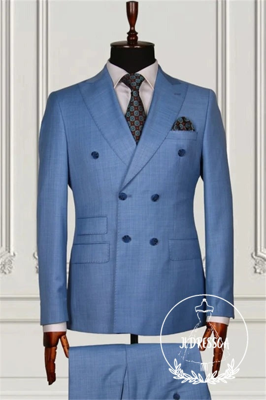 Newest Blue Two Pieces Slim Fit Bespoke Men Suits, SU25119