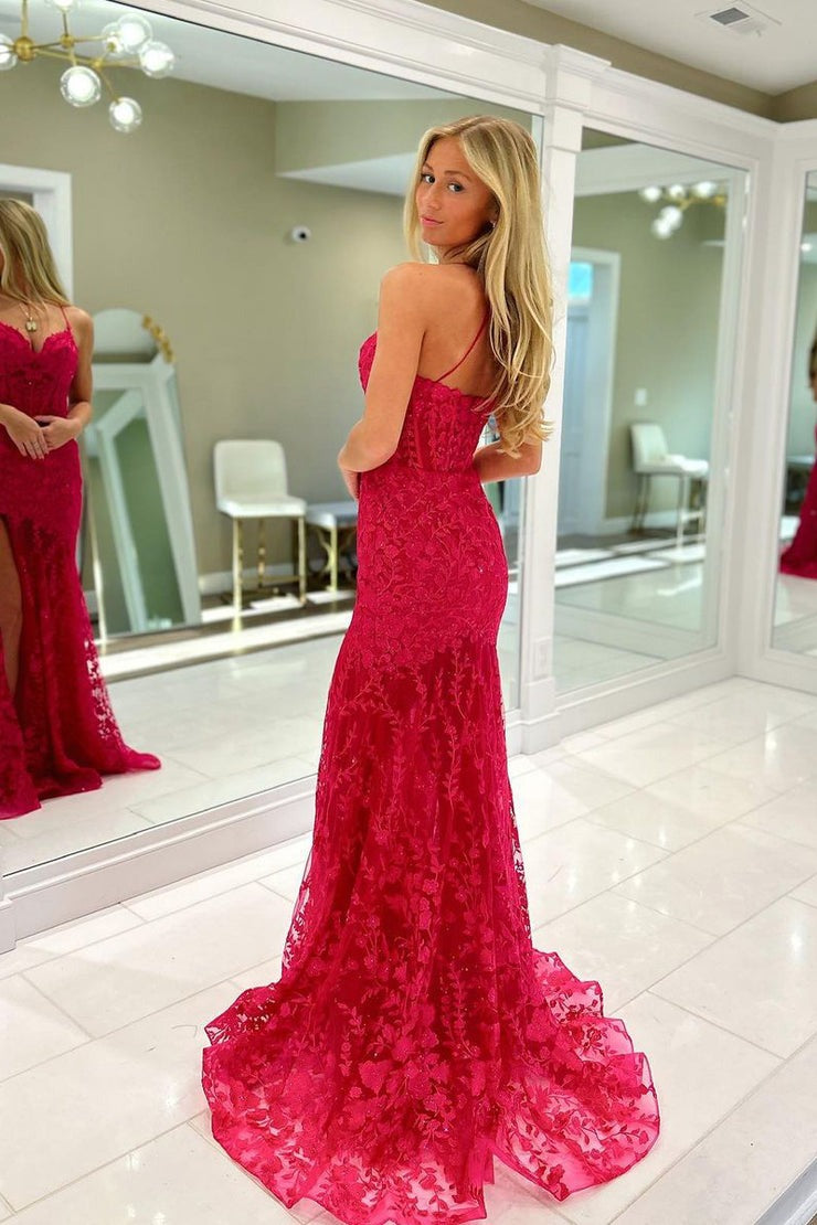 Fuchsia Tulle Sweetheart Long Prom Dress with Appliques