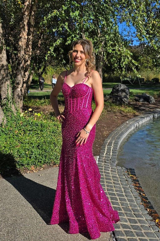 Sweetheart Mermaid Sequins Prom Dresses