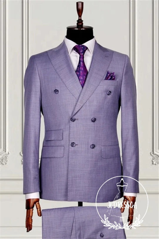 Purple Double Breasted Close Fitting Prom Men Suits, SU25120