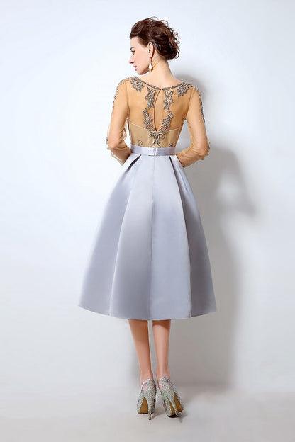long sleeves short beaded top prom dress, LX015