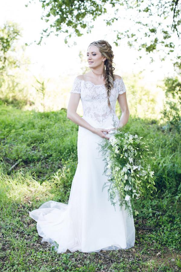 Trumpet Wedding Dress with Off-the-Shoulder Open Back and Appliques in White, WD2306129