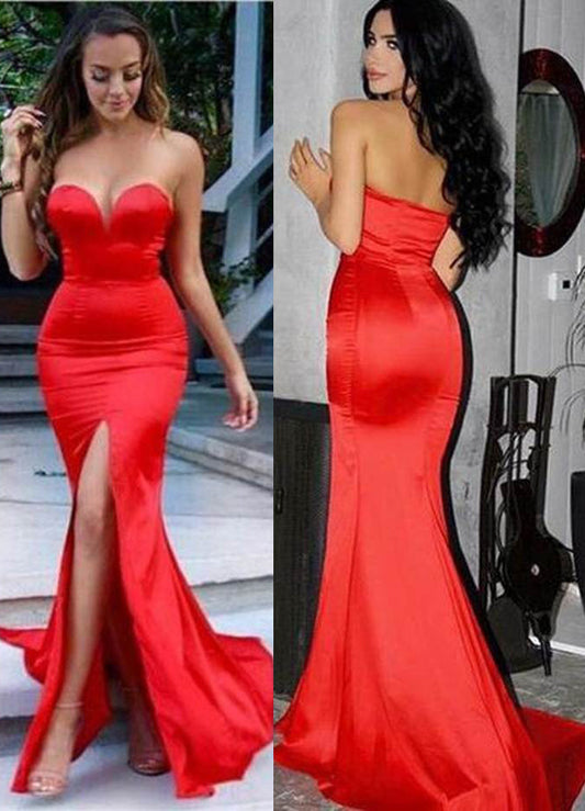 Red Sweetheart Taffeta Mermaid Prom Gown, PD2310316