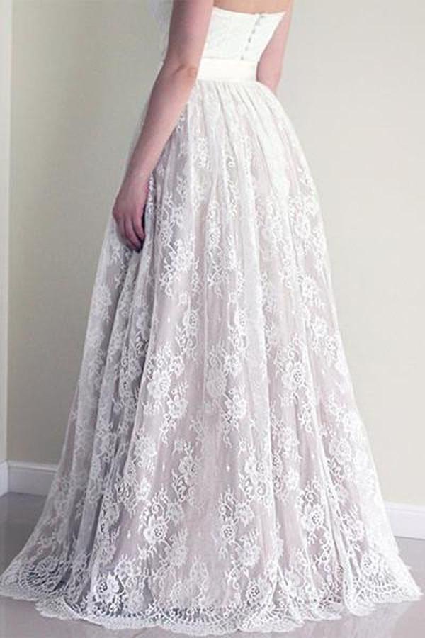 Elegant Lace Sweetheart Strapless Wedding Dress, WD2305142