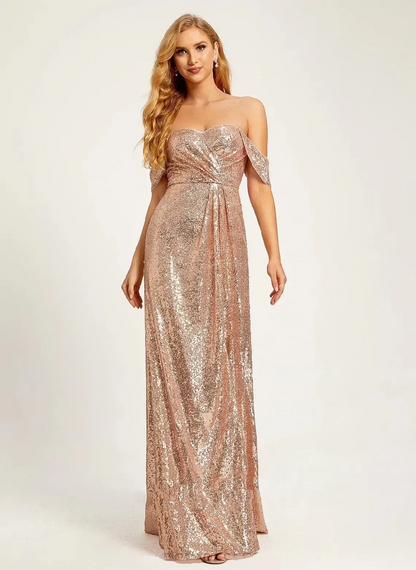 Floor-Length A-Line Sequined Bridesmaid Dresses, PD221101