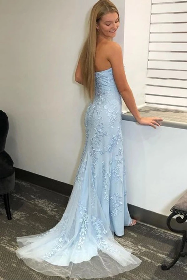 Mermaid Strapless Split Prom/Formal Dress With Appliques,JL20012