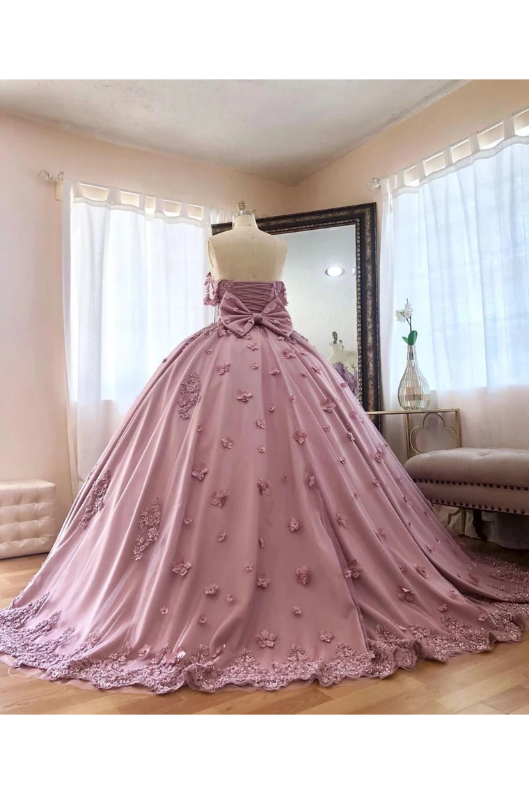 Ball Gown Off The Shoulder Tulle Quinceanera Dress With Lace Appliques, Puffy Prom Dress,JL20013