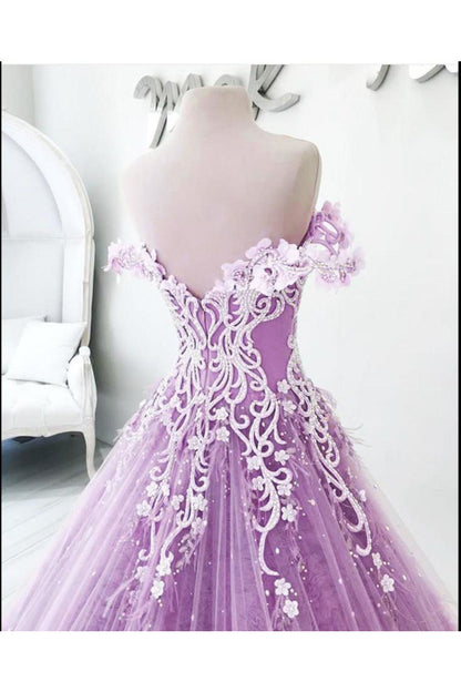 Off The Shoulder Gorgeous Long Prom Dress, Charming Formal Dress With Flowers,JL20017