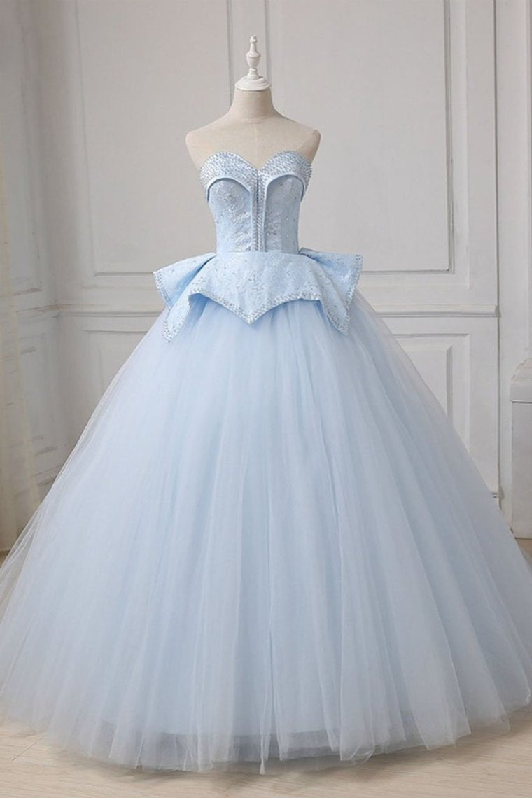 Sweetheart Ball Gown Beading Tulle Prom Dress, Court Train Quinceanera Dress,JL20018