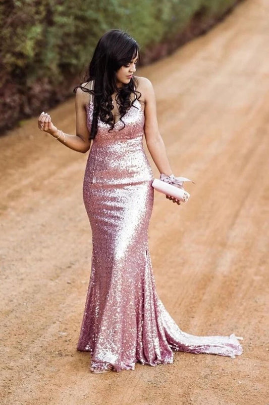 Sparkly Spaghetti Straps V Neck Prom Dresses With Sequins, Dance Dresses,JL20029
