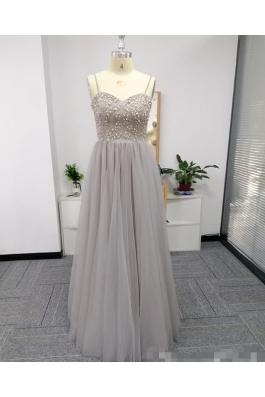 SweetHeart Neckline Beaded Bodice Tulled Skirt Prom Dresses,JL20036