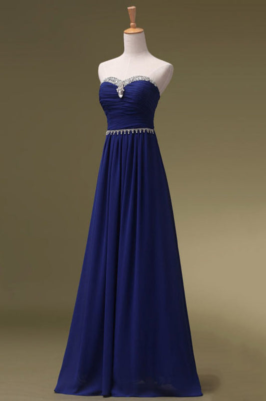 Sweetheart Prom Dresses Dark Royal Blue A Line Chiffon With Ruffles,JL20094