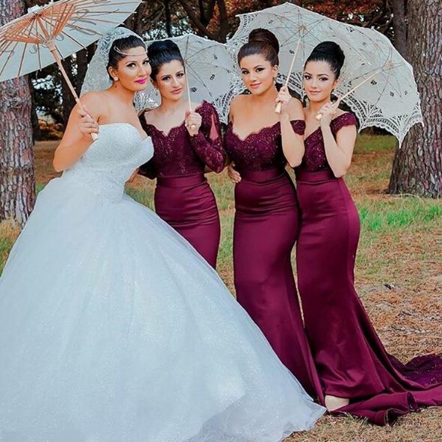 formal burgundy mermaid long Bridesmaid Dresses, BD2441